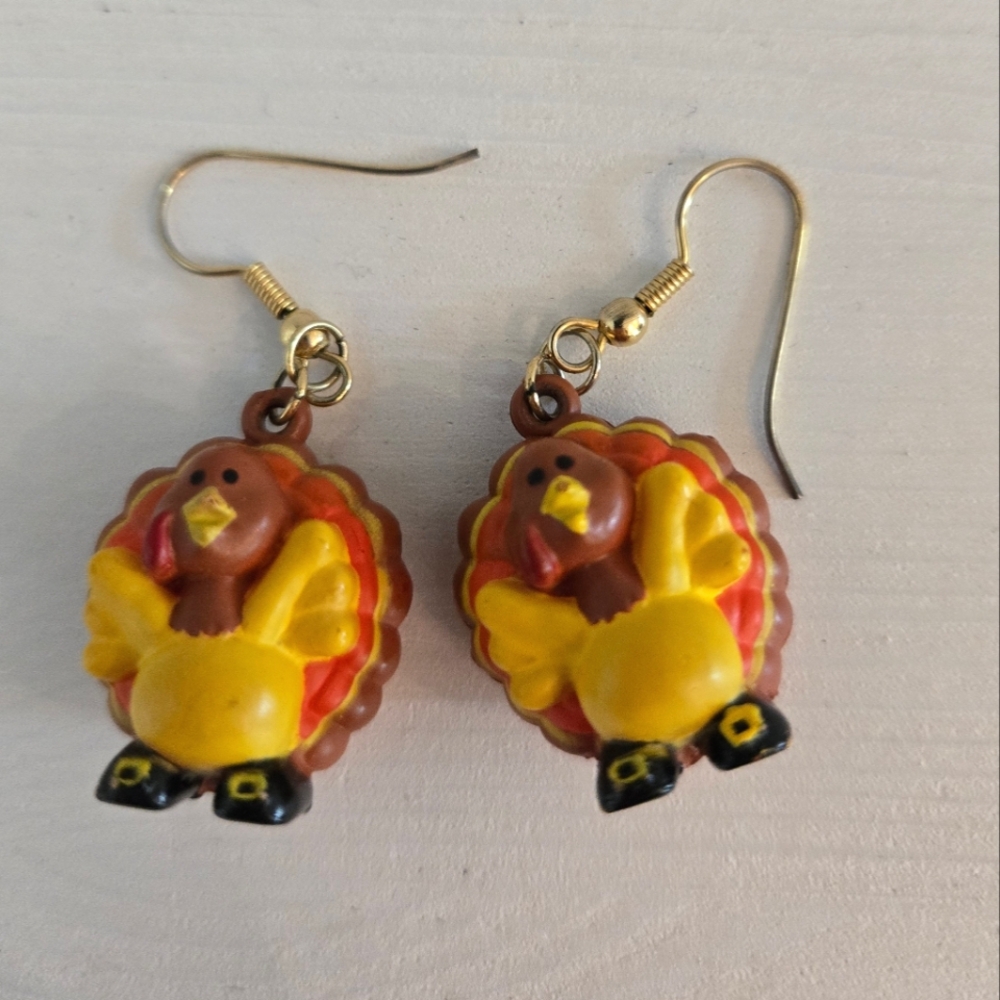 Vintage Thanksgiving Turkey Earrings